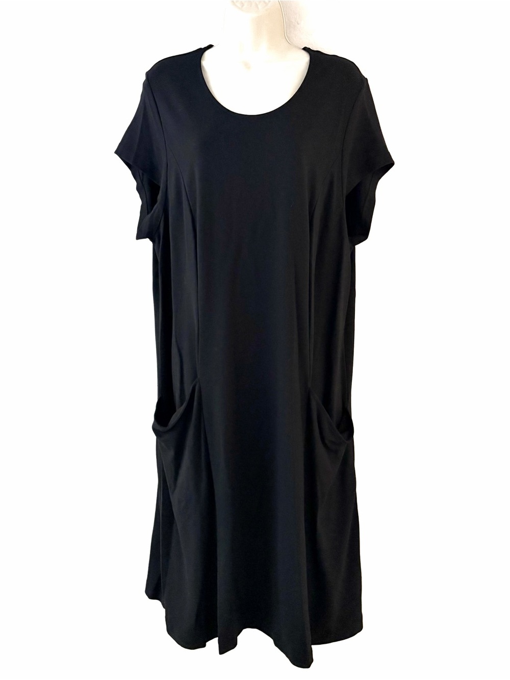Coldwater Creek Black Maxi Scoop Neck Dress with Pockets
